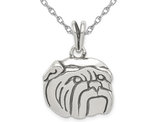 Sterling Silver Antiqued Bulldog Pendant Necklace with Chain